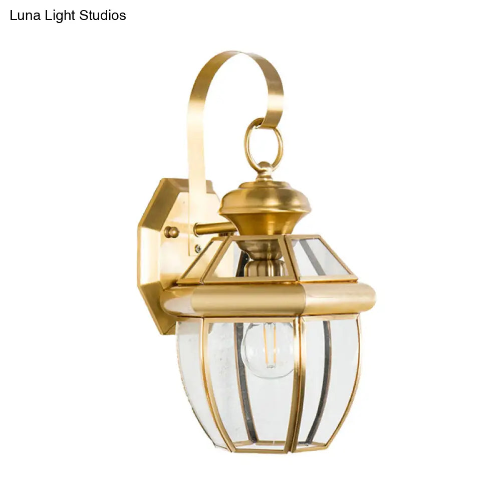 Traditionary Metal Urn Sconce Light: 1 Head Brass Wall Lamp Fixture For Living Room