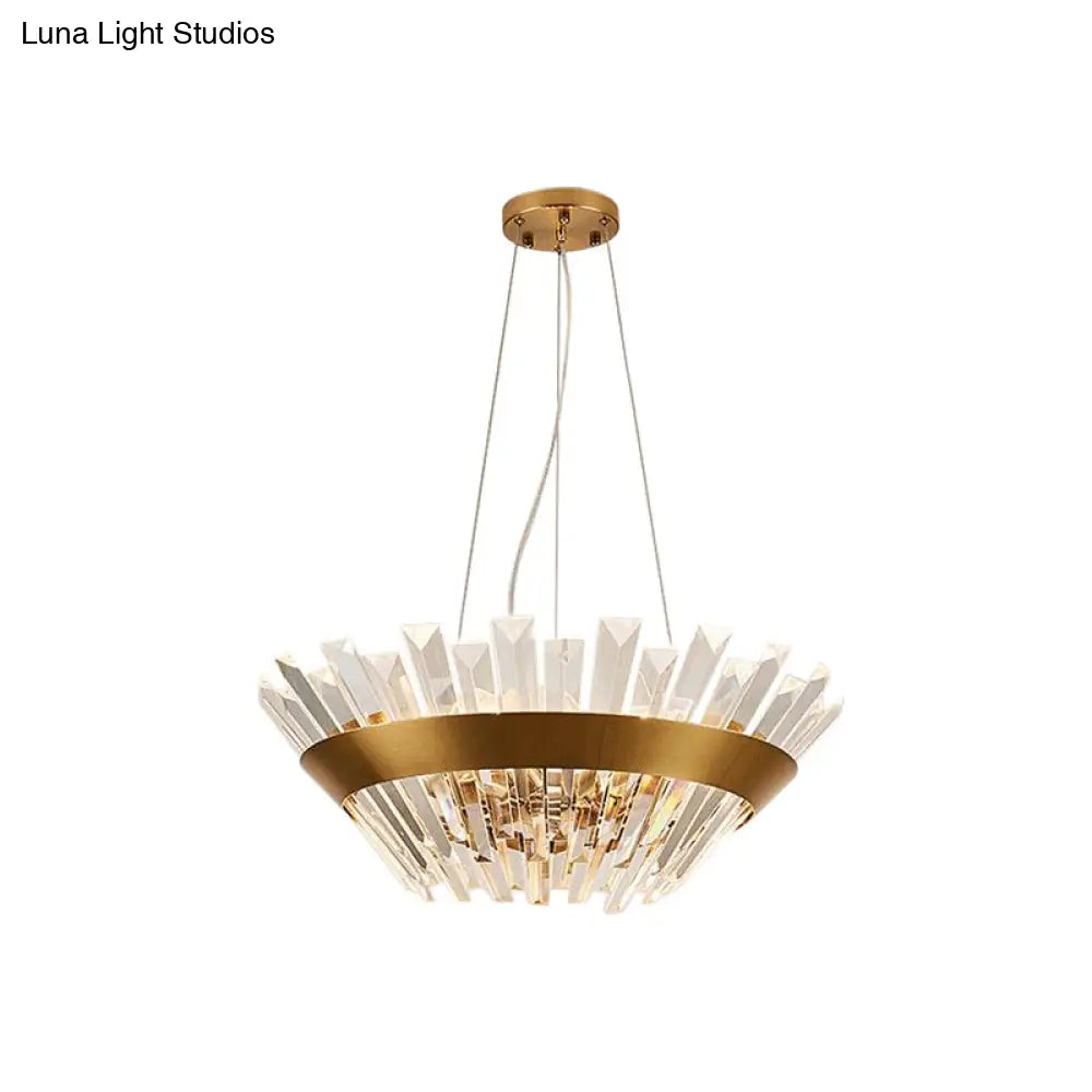 Transitional Crystal Tapered Icicle Chandelier Light Fixture - 7/14 Height 9-Light Gold Pendant