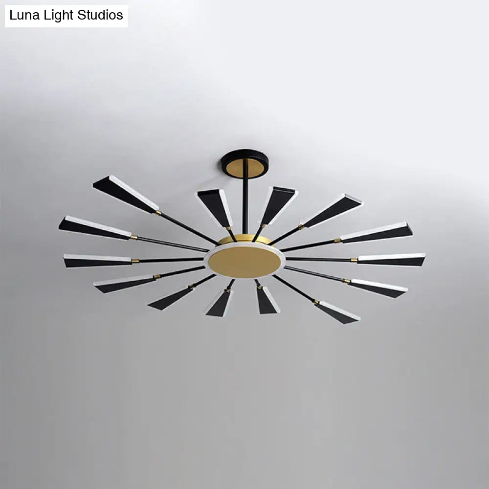 Trapezoid Living Room Chandelier Lamp - Metallic 31.5/39/47 W Led Pendant Light Modern Gold Finish