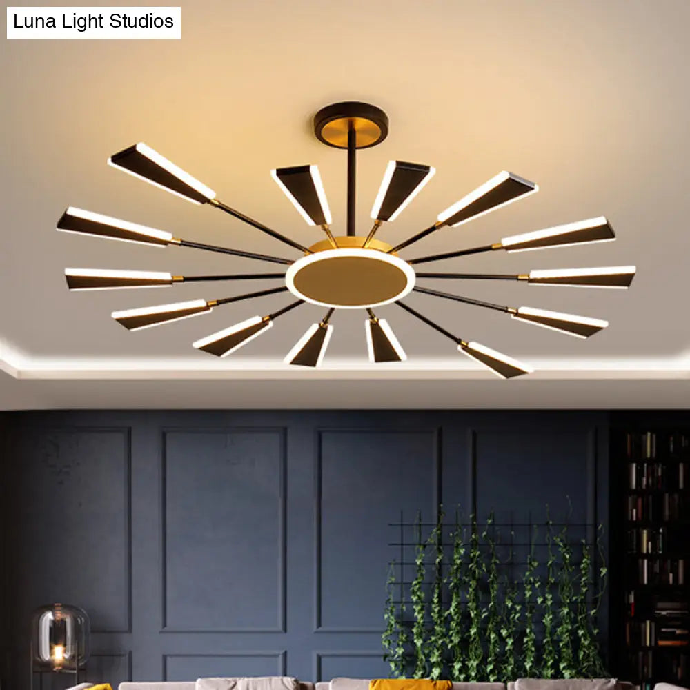 Trapezoid Living Room Chandelier Lamp - Metallic 31.5/39/47 W Led Pendant Light Modern Gold Finish