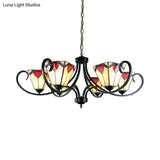 Trapezoid Stained Glass Pendant Light With Adjustable Metal Chain - 5/6/8 Suspended Fixture