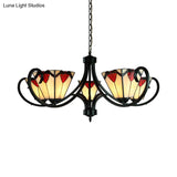 Trapezoid Stained Glass Pendant Light With Adjustable Metal Chain - 5/6/8 Suspended Fixture