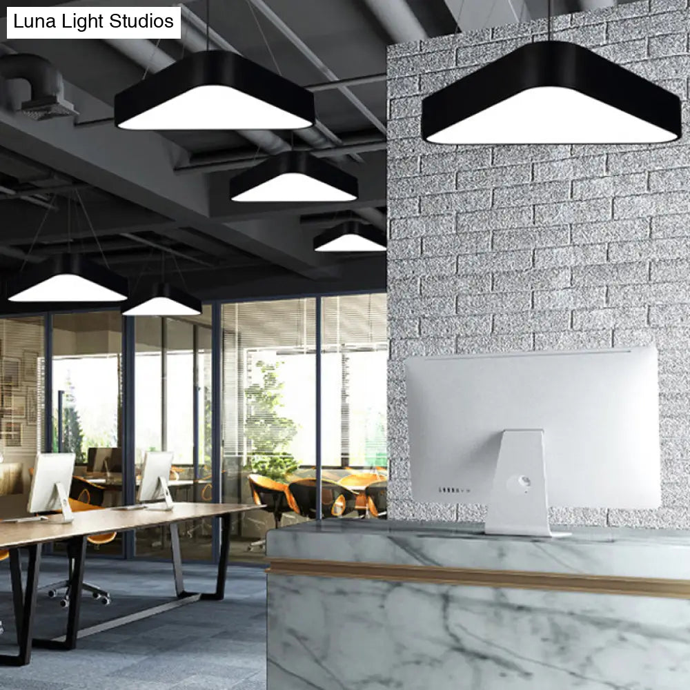 Triangle Cafe Pendant Lamp - Metal Led Down Lighting 16’/23.5’ Wide Black/White