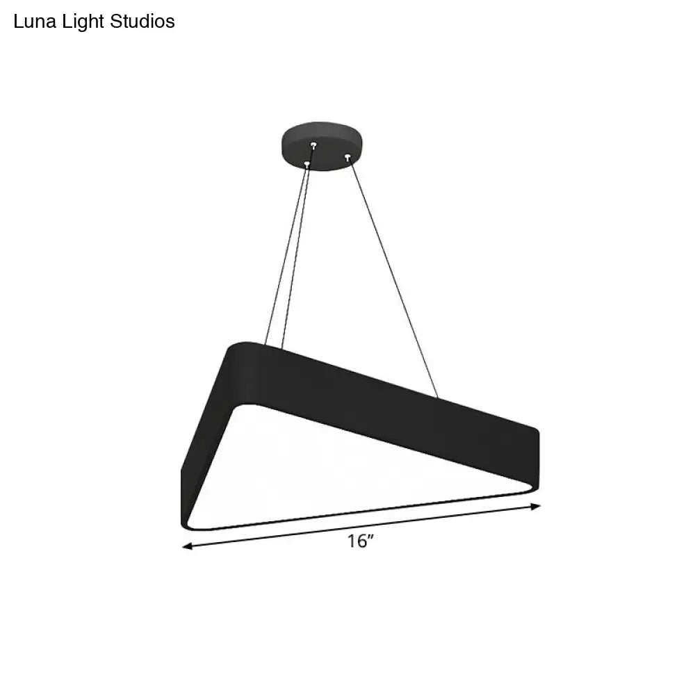 Triangle Cafe Pendant Lamp - Metal Led Down Lighting 16’/23.5’ Wide Black/White