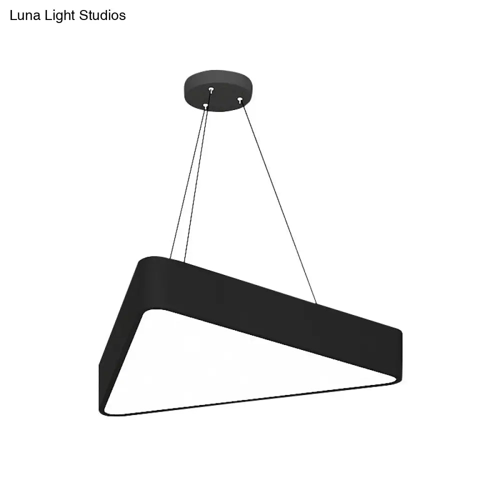 Triangle Cafe Pendant Lamp - Metal Led Down Lighting 16’/23.5’ Wide Black/White