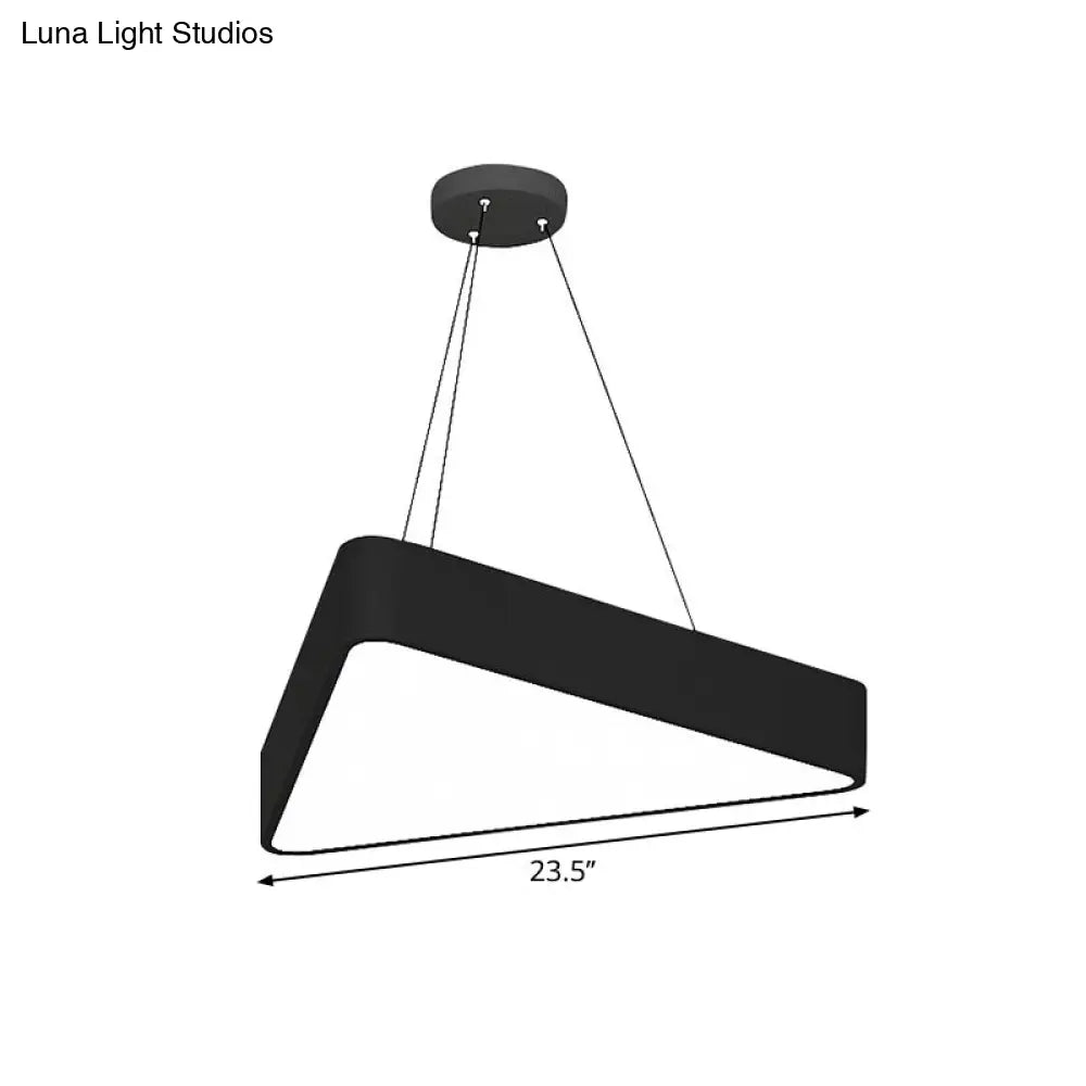 Modern Triangle Pendant Lamp - Led Down Lighting 16-23.5 Wide Metal Black/White