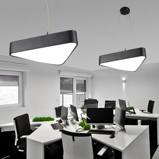 Triangle Cafe Pendant Lamp - Metal Led Down Lighting 16’/23.5’ Wide Black/White Black / 16’