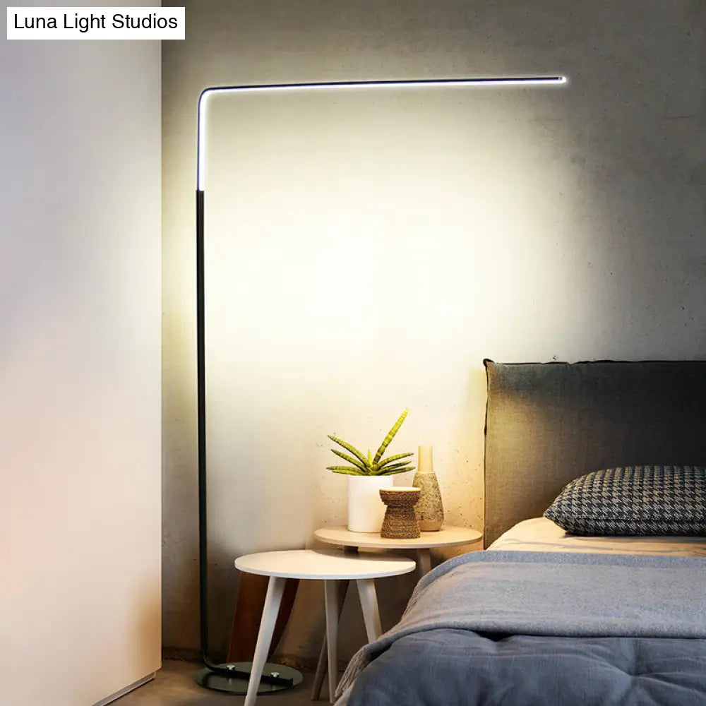 Triangle-Shaped Metallic Led Floor Lamp For Bedroom - Nordic Black/White Reading Light