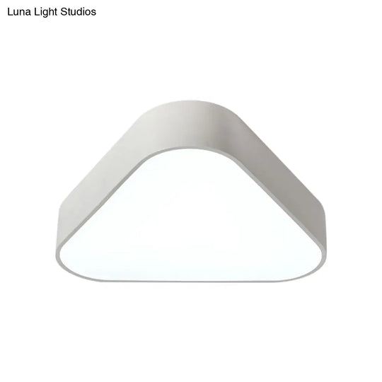 Triangular Fun: Kids Led Acrylic Flush Mount Light In White/Yellow/Purple For Close To Ceiling