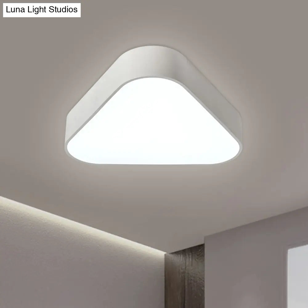 Triangular Fun: Kids Led Acrylic Flush Mount Light In White/Yellow/Purple For Close To Ceiling