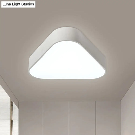 Triangular Fun: Kids Led Acrylic Flush Mount Light In White/Yellow/Purple For Close To Ceiling