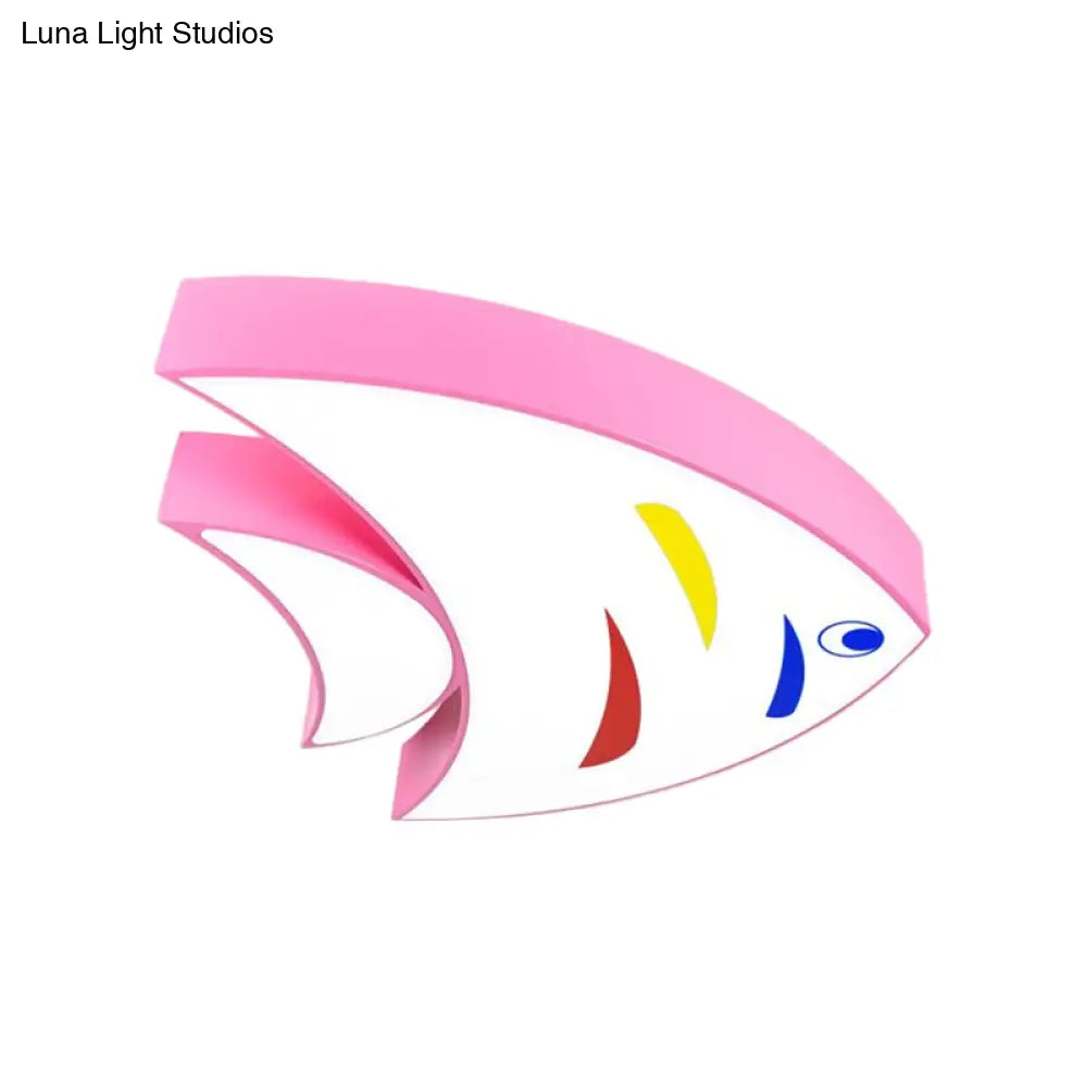 Tropical Fish Led Ceiling Light For Kids Rooms - Red/Yellow/Blue Acrylic Flush Mount Lamp