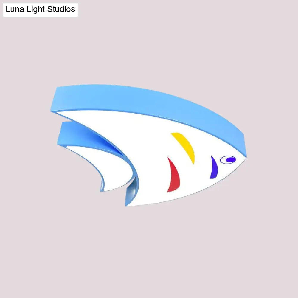 Tropical Fish Led Ceiling Light For Kids Rooms - Red/Yellow/Blue Acrylic Flush Mount Lamp