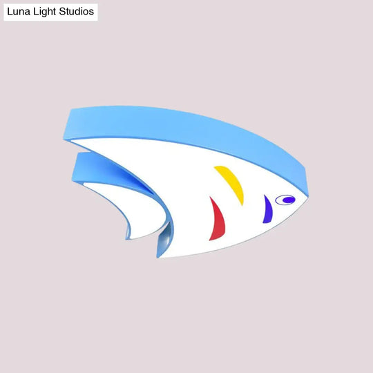 Tropical Fish Led Ceiling Light For Kids Rooms - Red/Yellow/Blue Acrylic Flush Mount Lamp