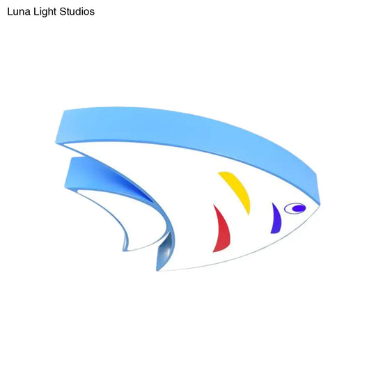 Tropical Fish Led Ceiling Light For Kids Rooms - Red/Yellow/Blue Acrylic Flush Mount Lamp