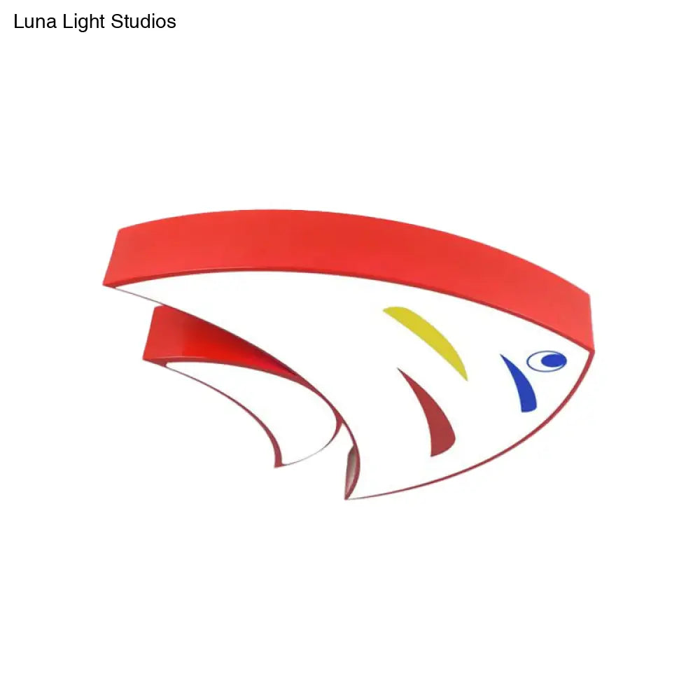 Tropical Fish Led Ceiling Light For Kids Rooms - Red/Yellow/Blue Acrylic Flush Mount Lamp