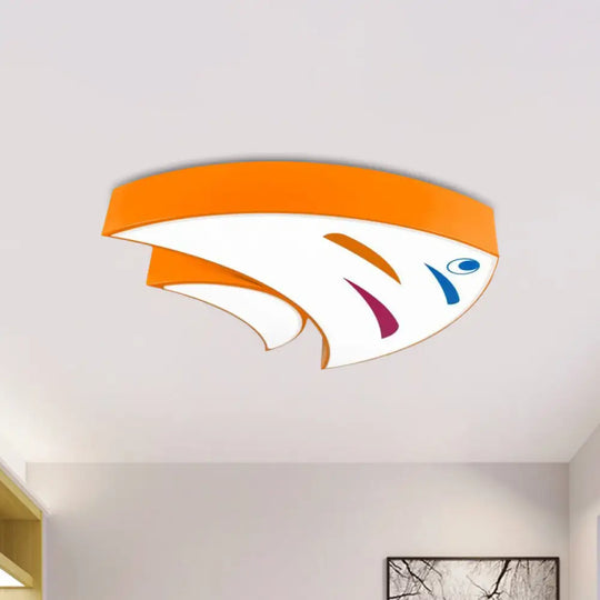 Tropical Fish Led Ceiling Light For Kids Rooms - Red/Yellow/Blue Acrylic Flush Mount Lamp Orange