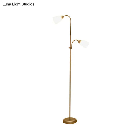 Trumpet Reading Floor Lamp - Simplicity Acrylic Gold Finish 2 Bulbs Study Room Lighting