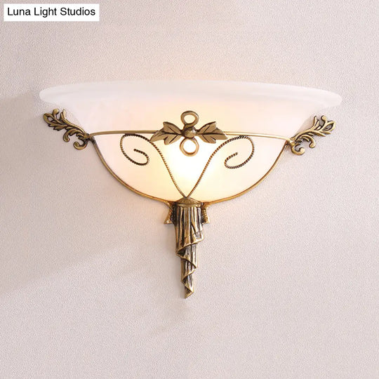 Trumpet Sconce With White/Yellow Glass And Leaf Deco For Stairway - Wall Mounted Light Fixture (1