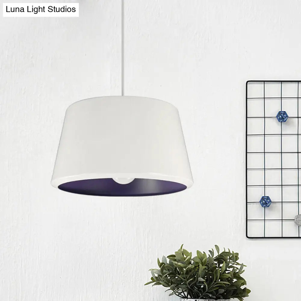 Minimalist Aluminum Pendant Light With White And Purple Inner Cone - 12/16 Wide