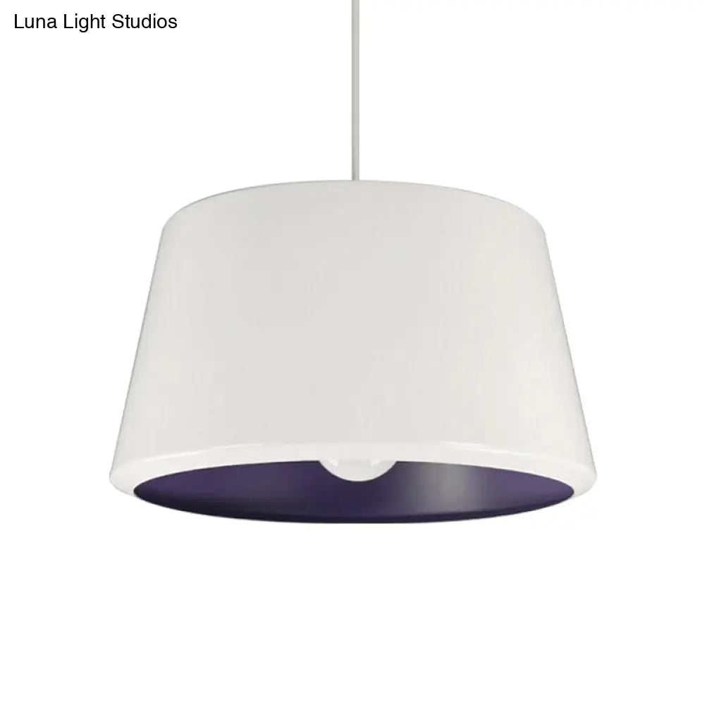 Minimalist Aluminum Pendant Light With White And Purple Inner Cone - 12/16 Wide