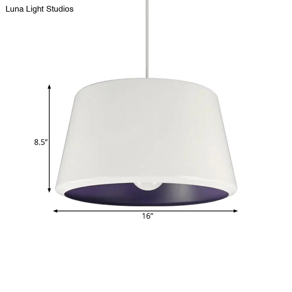 Minimalist Aluminum Pendant Light With White And Purple Inner Cone - 12/16 Wide