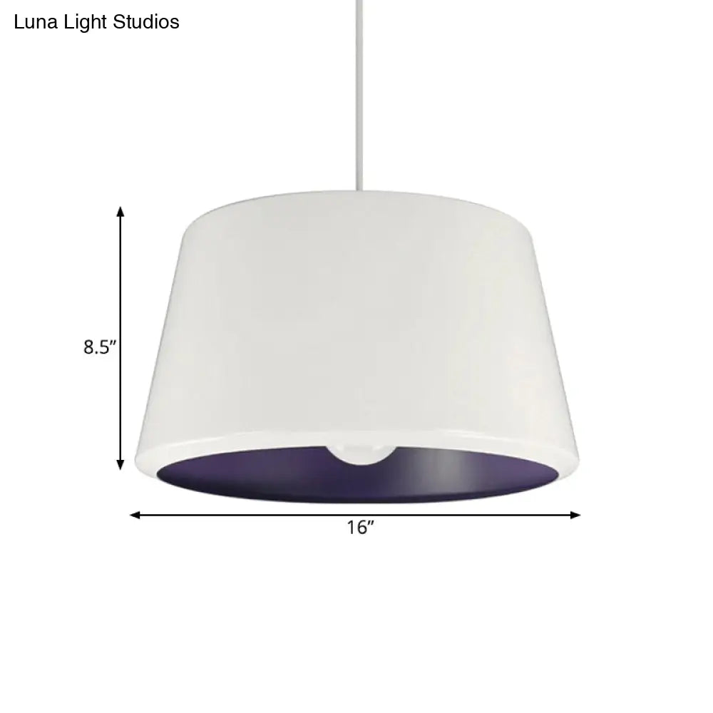 Truncated Cone Pendant Light - Aluminum Simplicity Single 12/16 Inches Wide White/Purple Inner