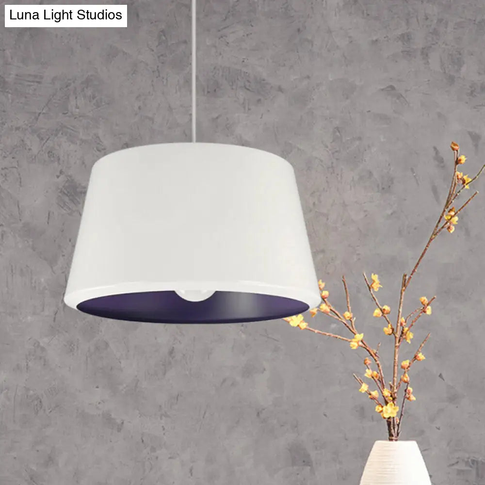 Minimalist Aluminum Pendant Light With White And Purple Inner Cone - 12/16 Wide / 12