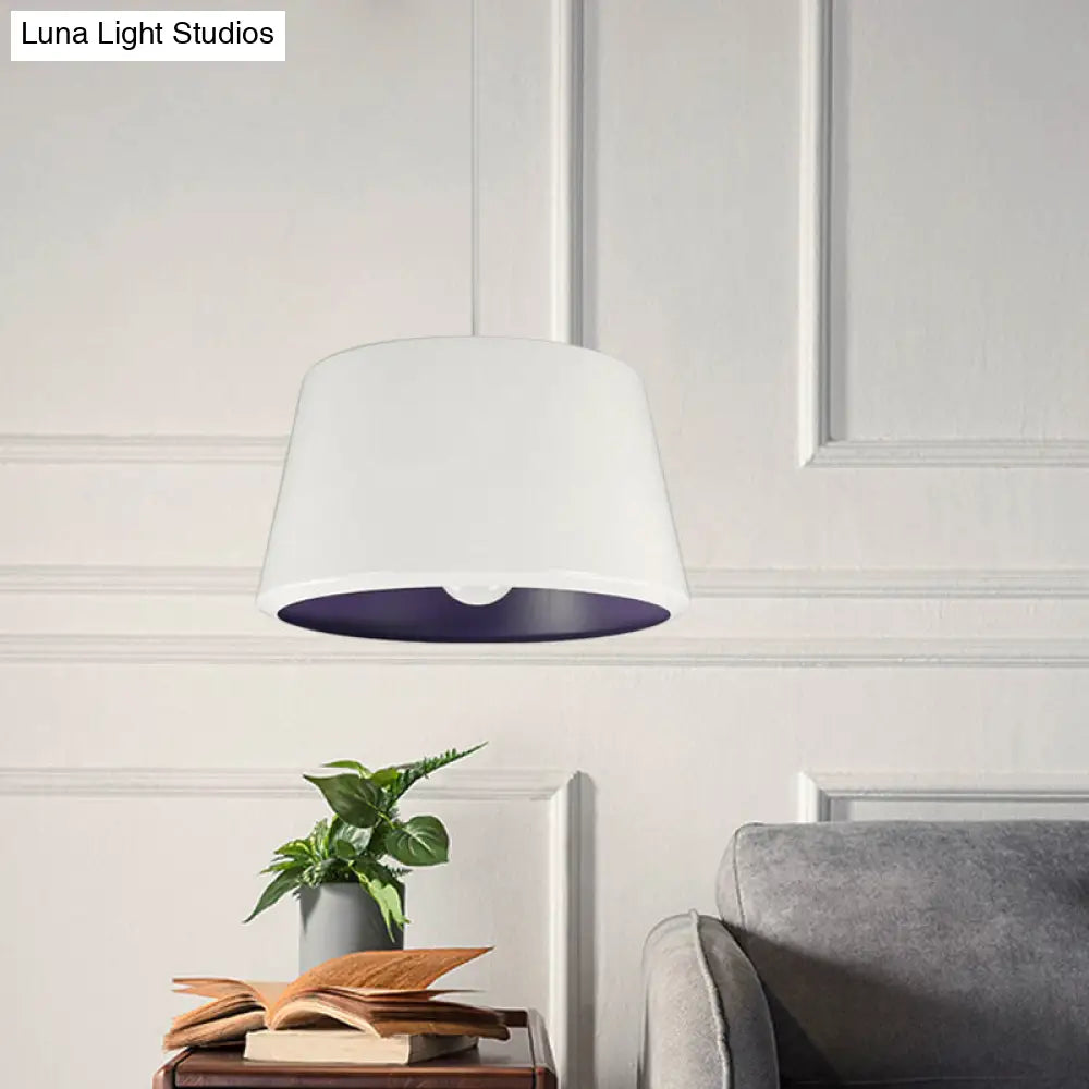 Minimalist Aluminum Pendant Light With White And Purple Inner Cone - 12/16 Wide