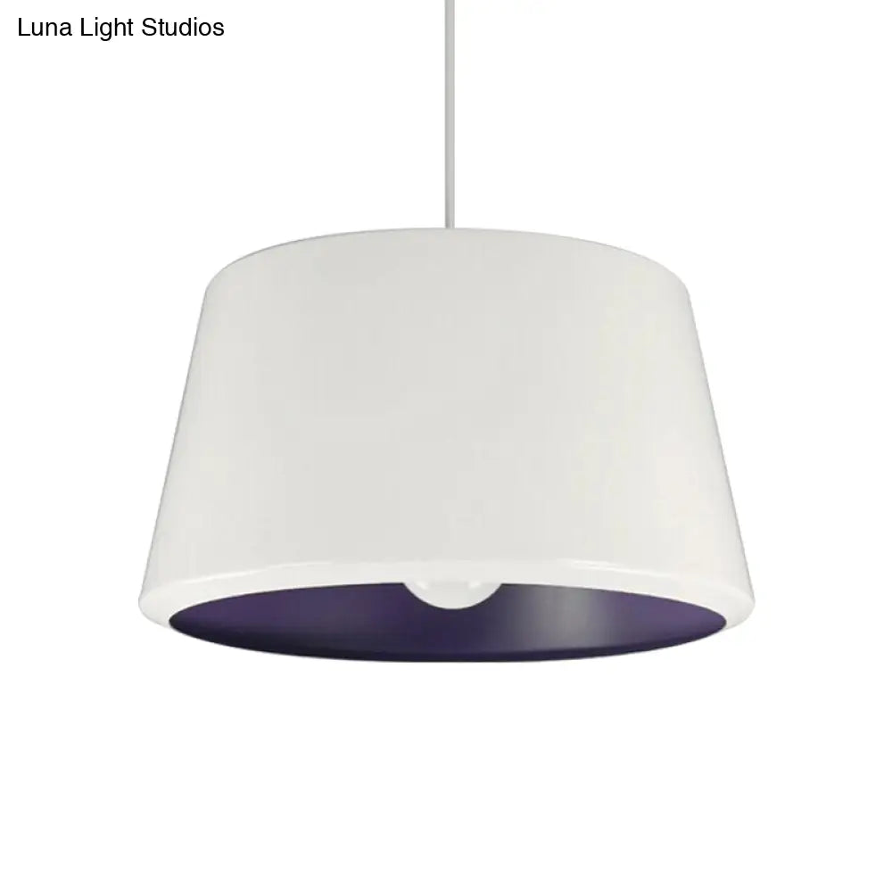 Truncated Cone Pendant Light - Aluminum Simplicity Single 12/16 Inches Wide White/Purple Inner