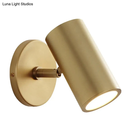 Tube Brass Spotlight Wall Light - Postmodern Metal Reading Lamp For Bedroom