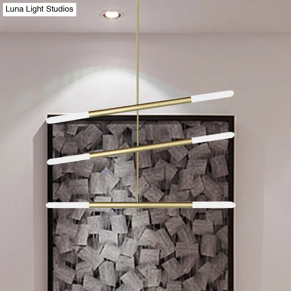 Tube Chandelier Led Ceiling Pendant Light - Modern Black/White/Gold Design 2/4/6-Light Options