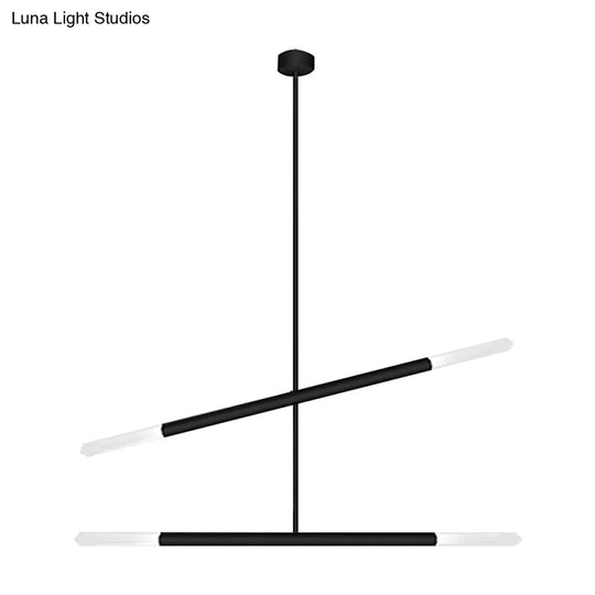 Tube Chandelier Led Ceiling Pendant Light - Modern Black/White/Gold Design 2/4/6-Light Options