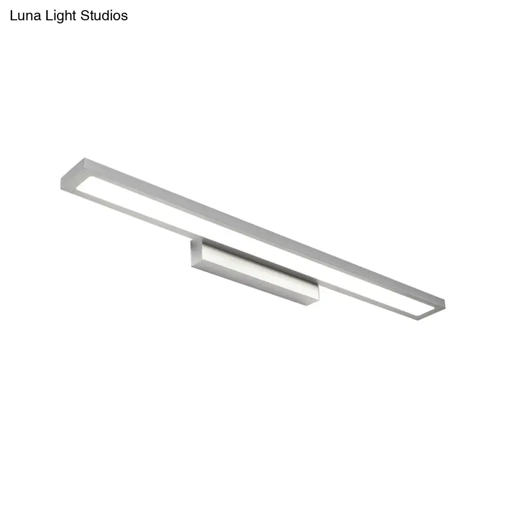 Tube Metal Led Bathroom Vanity Lamp - Minimalist Light Fixture In Black/Silver With Warm/White