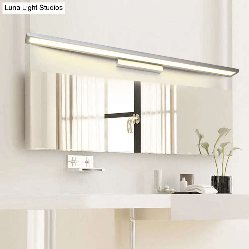 Tube Metal Led Bathroom Vanity Lamp - Minimalist Light Fixture In Black/Silver With Warm/White