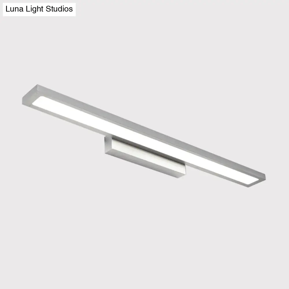 Tube Metal Led Bathroom Vanity Lamp - Minimalist Light Fixture In Black/Silver With Warm/White