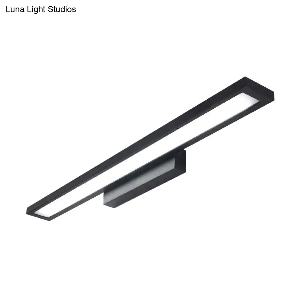 Tube Metal Led Bathroom Vanity Lamp - Minimalist Light Fixture In Black/Silver With Warm/White