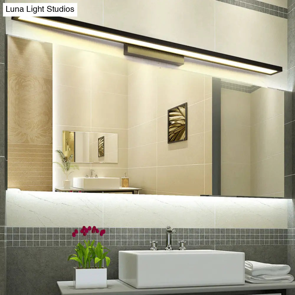 Tube Metal Led Bathroom Vanity Lamp - Minimalist Light Fixture In Black/Silver With Warm/White