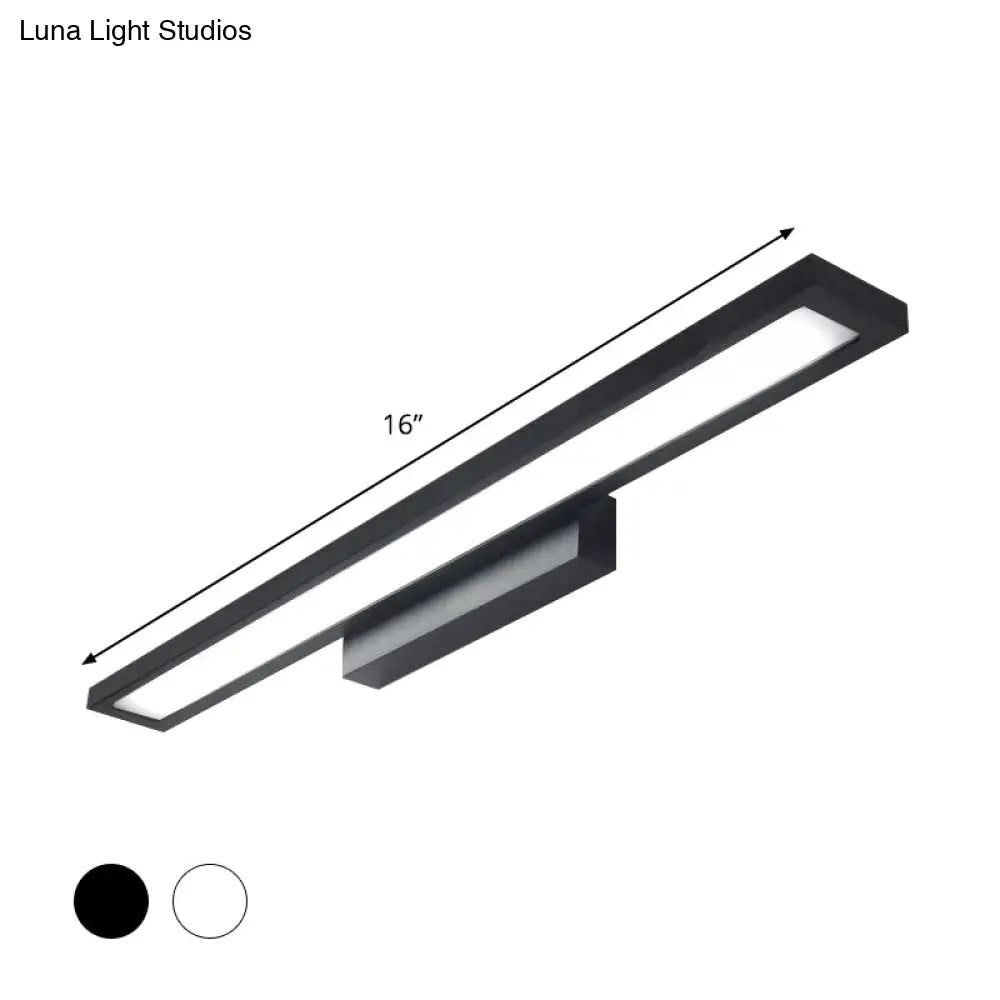 Tube Metal Led Bathroom Vanity Lamp - Minimalist Light Fixture In Black/Silver With Warm/White