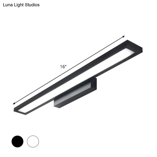 Tube Metal Led Bathroom Vanity Lamp - Minimalist Light Fixture In Black/Silver With Warm/White