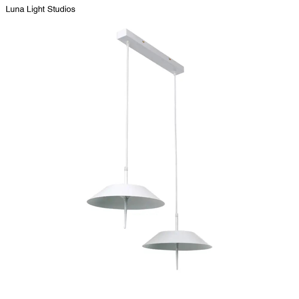 Tureis - Modern Led Umbrella Shaped Ceiling Pendant Light Industrial Iron 2 Lights White Hanging In