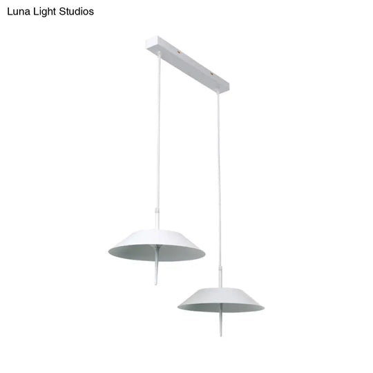 Tureis - Modern Led Umbrella Shaped Ceiling Pendant Light Industrial Iron 2 Lights White Hanging In