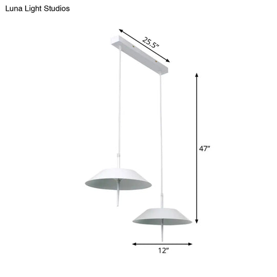 Tureis - Modern Led Umbrella Shaped Ceiling Pendant Light Industrial Iron 2 Lights White Hanging In