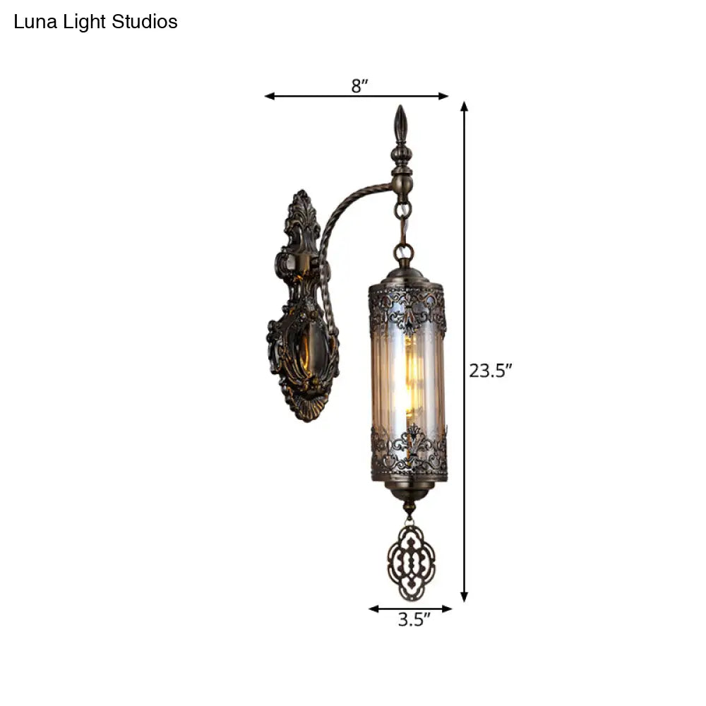 Turkish Metal Cylinder Restaurant Wall Sconce Light - 1/2 Lights Bronze Fixture