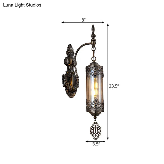 Turkish Metal Cylinder Restaurant Wall Sconce Light - 1/2 Lights Bronze Fixture