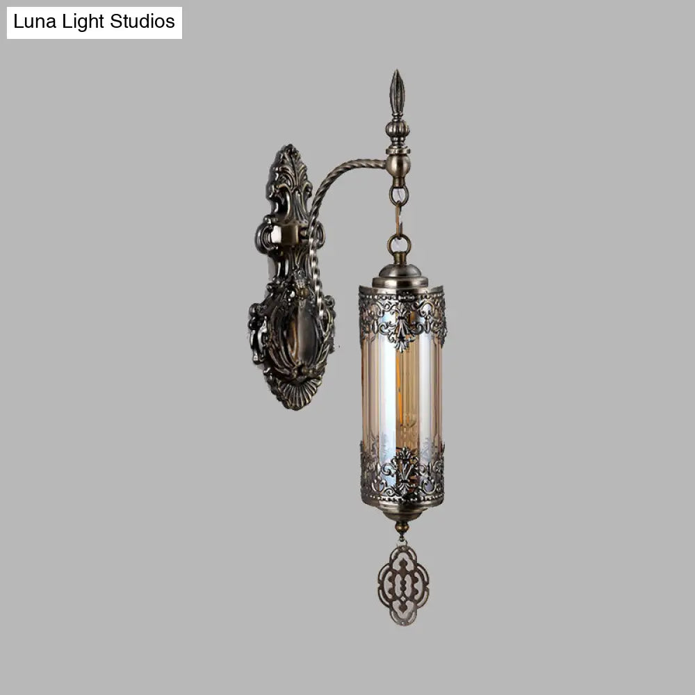 Turkish Metal Cylinder Restaurant Wall Sconce Light - 1/2 Lights Bronze Fixture