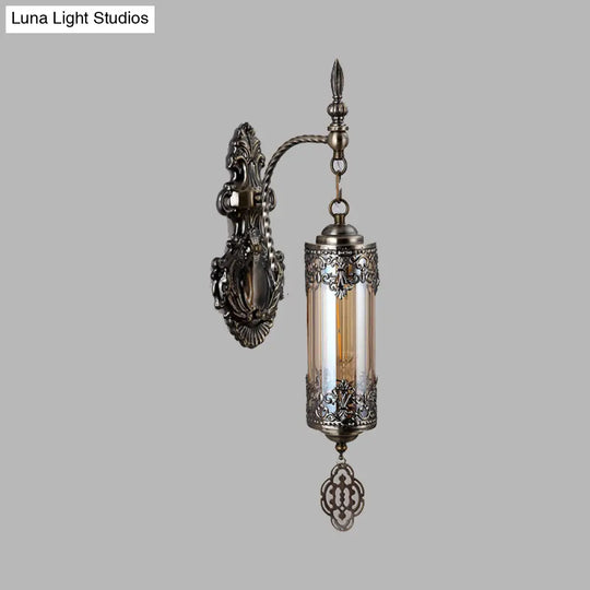 Turkish Metal Cylinder Restaurant Wall Sconce Light - 1/2 Lights Bronze Fixture