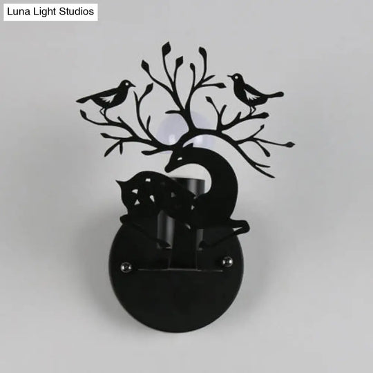 Twig & Bird Sika Deer Kindergarten Wall Sconce - 1 Light Metallic Animal