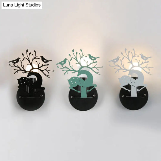 Twig & Bird Sika Deer Kindergarten Wall Sconce - 1 Light Metallic Animal