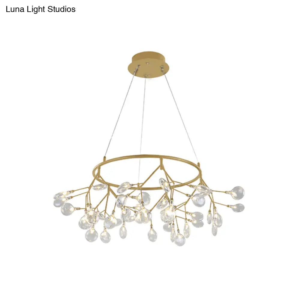 Modern Led Twig Pendant Lamp - Minimalistic Metallic Chandelier For Living Room